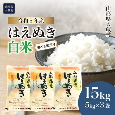 先行受付 <2024年3月上旬発送> 令和5年産 大蔵村産 はえぬき 【白米】 15kg