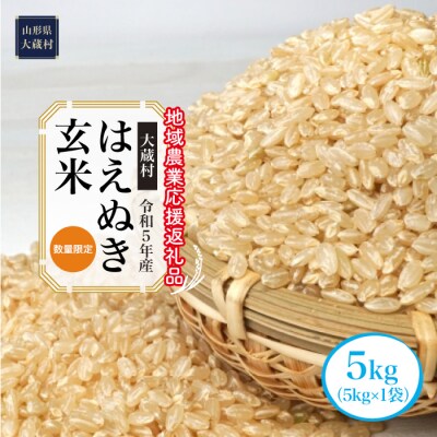 令和5年産 はえぬき[玄米]5kg(5kg&times;1袋)～地域農業応援返礼品～