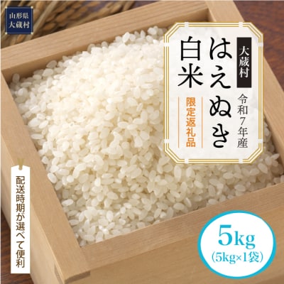 ■数量限定返礼品■令和7年産 はえぬき【白米】5kg(5kg×1袋) 大蔵村＜配送時期指定可＞