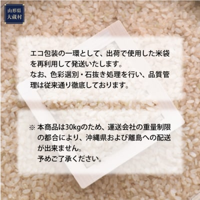 ■数量限定■ 2025年産 雪若丸【玄米】30kg(30kg×1袋) 大蔵村<配送時期指定可>