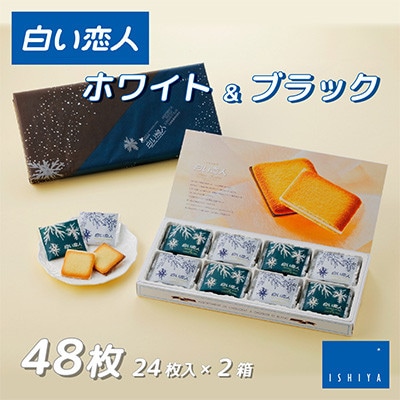 【毎月定期便】白い恋人(ホワイト&ブラック) 48枚(24枚入×2箱)全2回