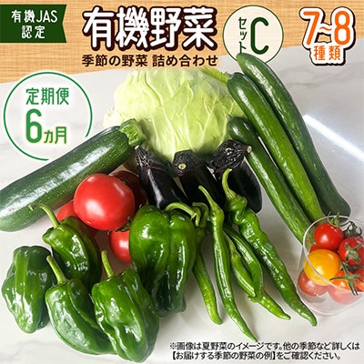 【毎月定期便】【有機JAS認定】有機野菜セットC 季節の野菜 詰め合わせ(7～8種類)全6回
