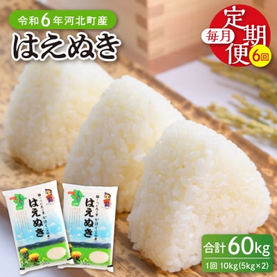 【令和6年産米】2025年3月下旬開始 はえぬき60kg(10kg×6ヶ月)定期便 山形県産