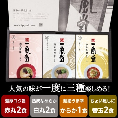 【一風堂】博多とんこつ 人気ラーメンギフト 5食(白丸2食、赤丸2食、からか1食)と替玉2食 豚骨