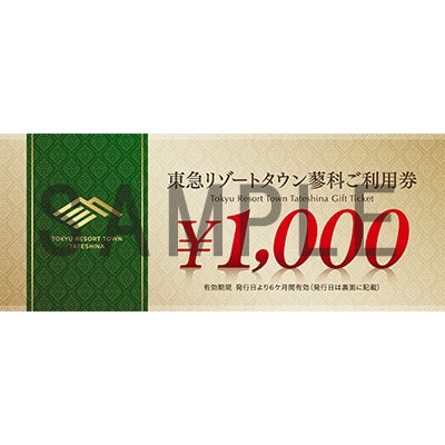 東急リゾートタウン蓼科利用券(1,000円分×30枚)2026年11月1日から6か月間有効チケット