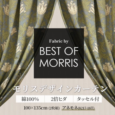 厚地カーテン アネモネ(18T) 幅100×丈135cm 2枚組 Fabricby ベストオブモリス