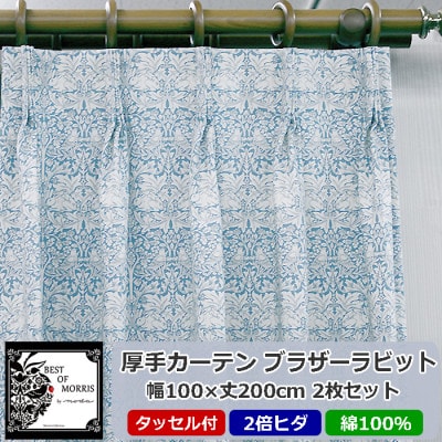厚地カーテン ブラザーラビット 幅100×丈200cm×2枚　Fabric by ベストオブモリス