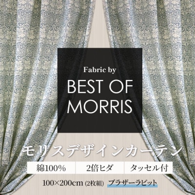 厚地カーテン ブラザーラビット 幅100×丈200cm 2枚組　Fabric by ベストオブモリス