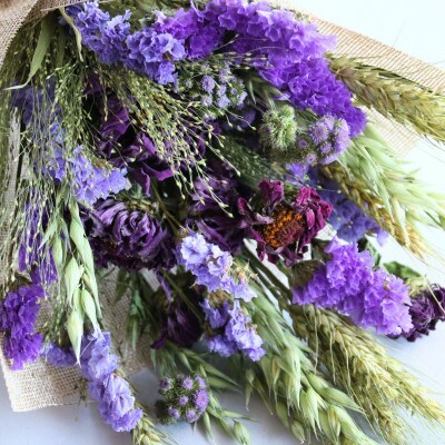 信州八ヶ岳の麓から贈るドライフラワースワッグS(パープル)