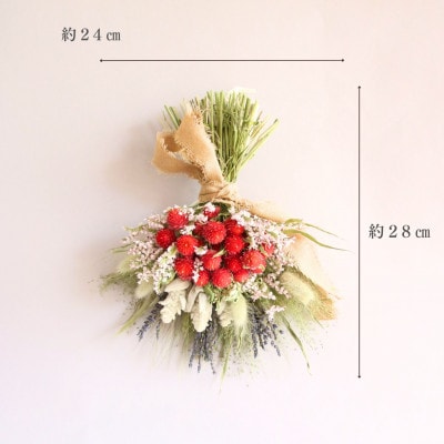 信州八ヶ岳の麓から贈る 千日紅のドライフラワースワッグM(レッド)