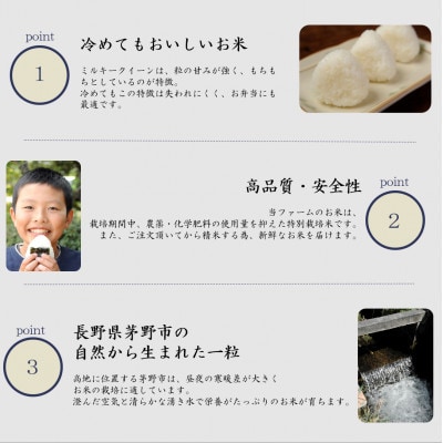 【毎月定期便】長野県産特別栽培米 ミルキークイーン 10kg全3回