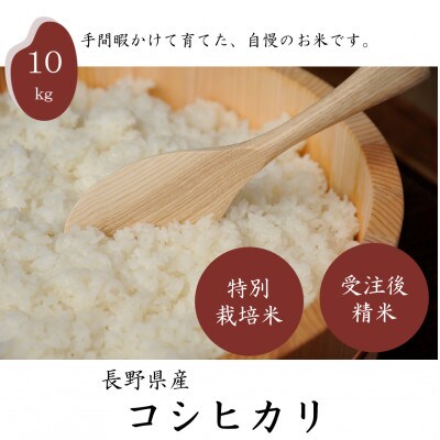 【毎月定期便】長野県産特別栽培米 コシヒカリ 10kg全3回
