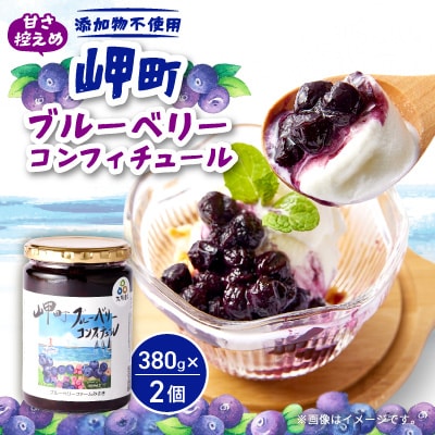 《2個》岬町ブルーベリーコンフィチュール(ジャム)380g×2　甘さ控えめ/添加物不使用