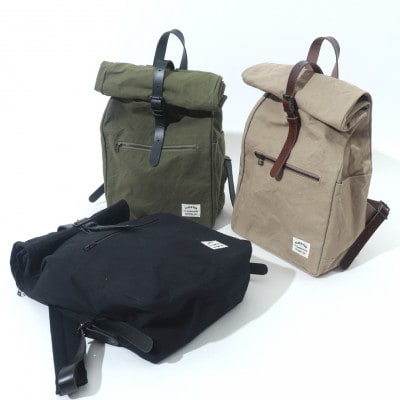 ALBERTON社の米軍帆布ARMY DUCKのロールバックパック　カーキードラブ色