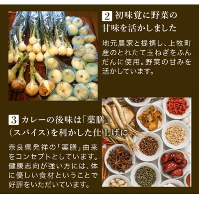 【ご当地カレー】上牧黒カレー(中辛)2個+地元米(ひのひかり)2合をセット