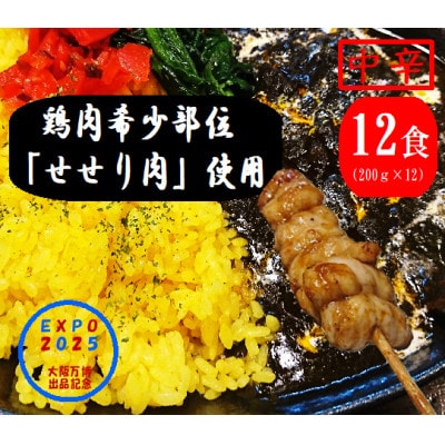 上牧黒カレー 大阪万博出品記念 中辛バンバンセット 200g×12パック鶏肉の希少部位せせり肉を使用