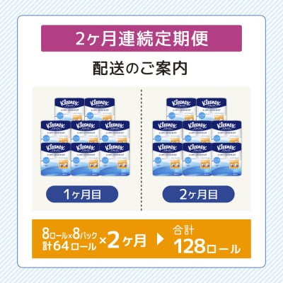 【2ヶ月連続】 トイレットペーパーシングルクリネックス8R×8P無香料[No.5704-0586]