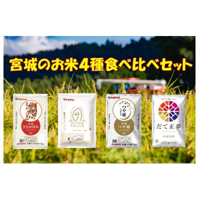 みやぎ米4品種食べ比べセット(2kg×4袋)