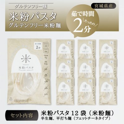 宮城県産コシヒカリ使用　米粉パスタ グルテンフリー米粉麺 12袋