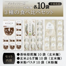 宮城県産コシヒカリ使用 グルテンフリー米粉麺3種の食べ比べセット 各10袋