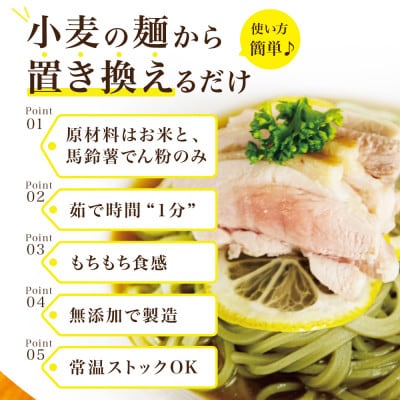 【毎月定期便】グルテンフリー1分麺 よもぎ麺6食(宮城県産)低脂質で小麦粉不使用の無添加米粉麺全3回