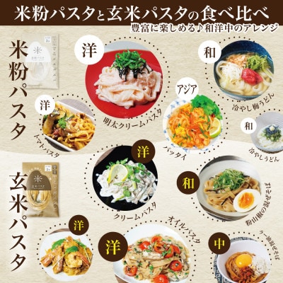 【毎月定期便】グルテンフリー米粉パスタと玄米パスタ食べ比べセット各3食 無添加 米粉麺・玄米麺全3回