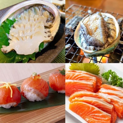三陸の希少な海鮮、あわび、かき、うにを存分に!海鮮5種・海の恵みパック&ひとめぼれ(精米)2合セット