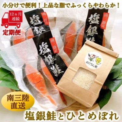 【毎月定期便】《12か月連続》宮城県南三陸サーモン・塩銀鮭パック　3切×3袋 計36袋全12回
