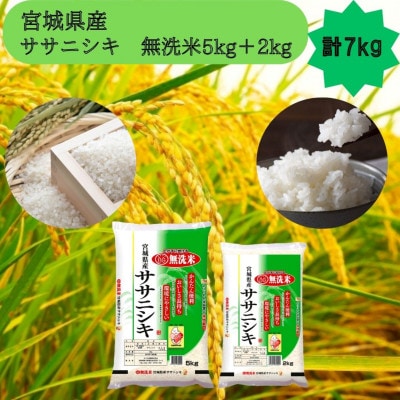 令和6年産【宮城県産】ササニシキ　無洗米5kg+2kg　計7kg