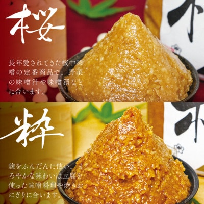 【蔵出し熟成味噌セット】天然醸造の生みそ『桜×2・粋×1』各750g詰合せ(無添加・国産原材料)