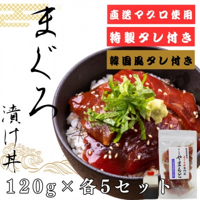 【直送マグロ使用】まぐろパック　特製漬けタレと特製韓国風タレ付き　120g×各5パック