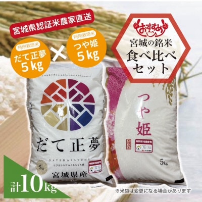だて正夢つや姫 計10kg 宮城県産食べ比べセット