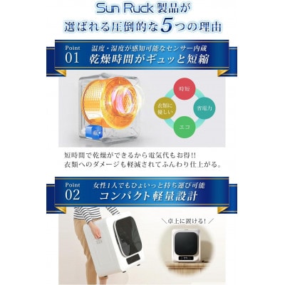 Sunruck ドラム式小型衣類乾燥機 乾きくん SR-ASMN206-GY グレー