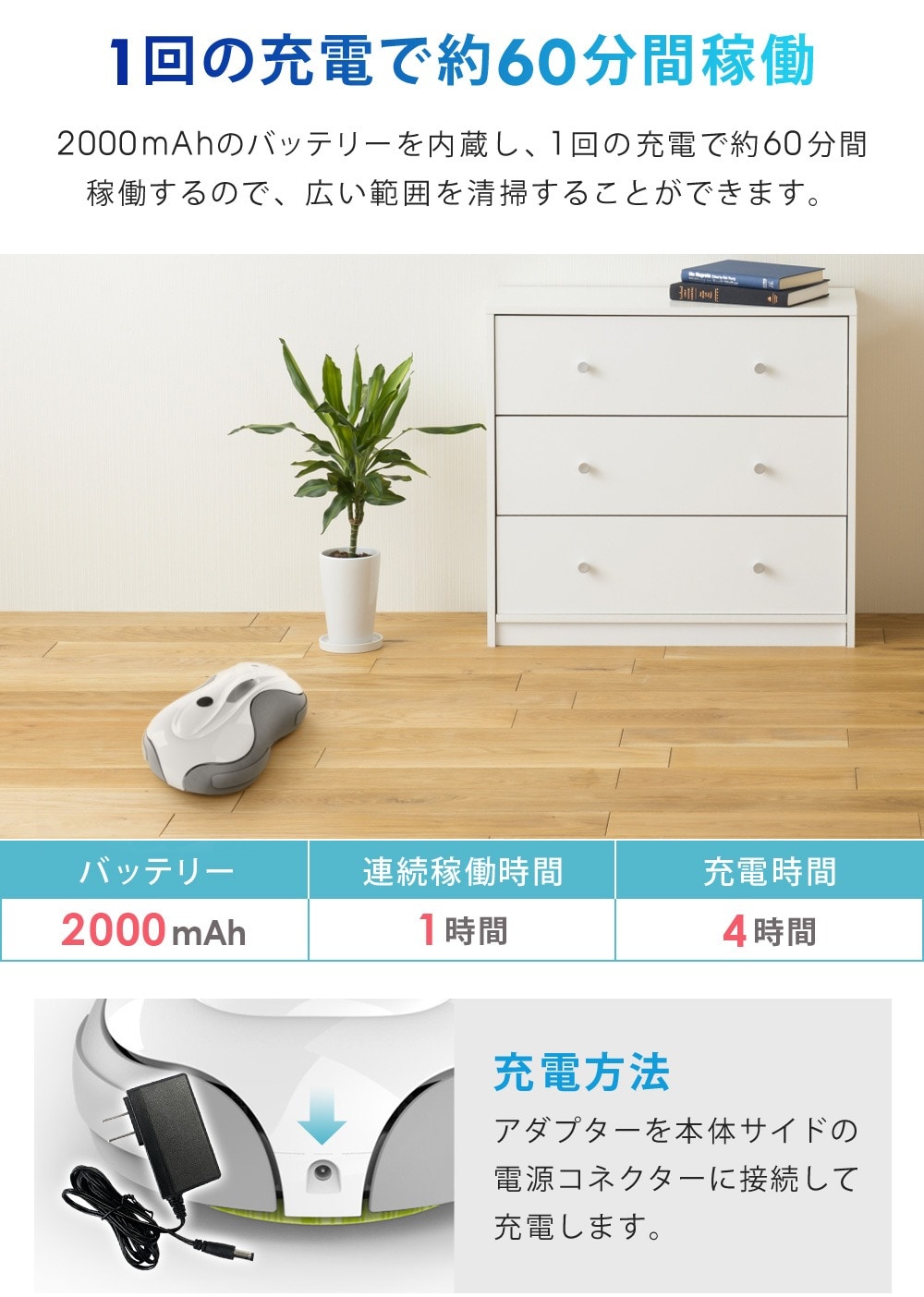 水拭きロボット ミズモッパー Mizumopper SunRuck SR-WR010-GY