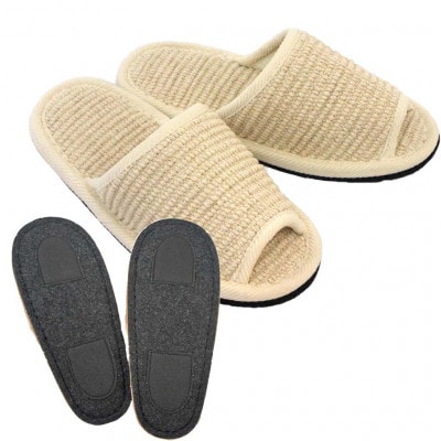 スリッパ インドコットンLサイズ ベージュ つま先滑り止め付き