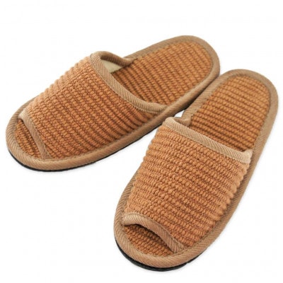スリッパ インドコットンSサイズ ブラウン つま先滑り止め付き