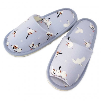 スリッパ シマエナガ外縫いMサイズ　サイズ25cmまで　パープル1足