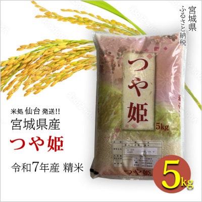 【つや姫】宮城県産 令和7年産 精米 5kg(5kg×1袋)