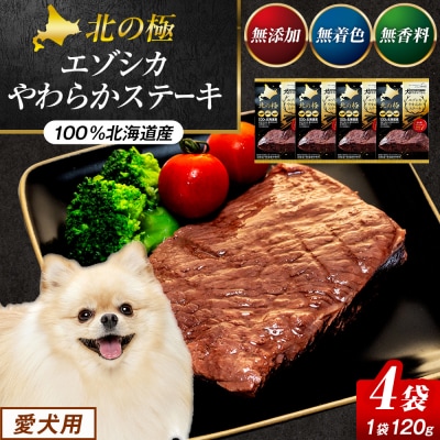 北の極　犬の手作りごはん　エゾシカやわらかステーキ　4袋 | 北海道津別町