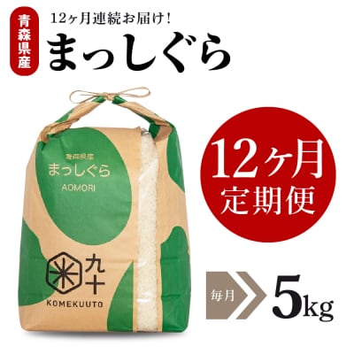 【定期便 12ヶ月】 米 5kg まっしぐら 青森県産 (精米) 定期便12回 5kg×12回