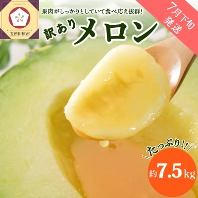 【2025年7月下旬発送】【訳あり】メロン約7.5kg青森産緑肉4～8玉