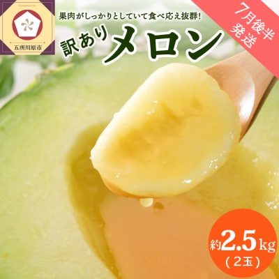 【2026年7月後半発送】【訳あり】メロン 約2.5kg 青肉 2玉 青森産