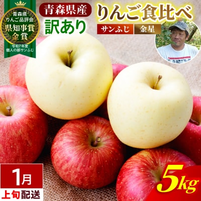 【2027年1月上旬発送】【訳あり】りんご 約5kg サンふじ & 金星セット 青森産