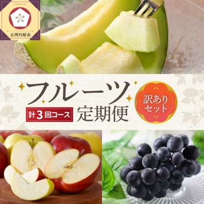 【7月発送開始】おいしい3種類 ☆ フルーツ定期便 3回【訳あり】メロン ぶどう りんご