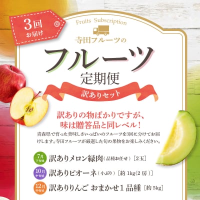 【7月発送開始】おいしい3種類 ☆ フルーツ定期便 3回【訳あり】メロン ぶどう りんご