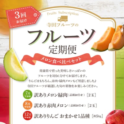 【7月発送開始】おいしい3種類 ☆ フルーツ定期便 3回【訳あり】メロン食べ比べセット