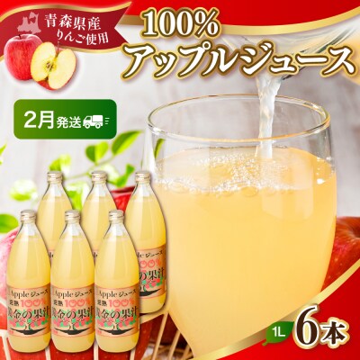 【2026年2月発送】青森県産完熟100%りんごジュース6本セット　各1L