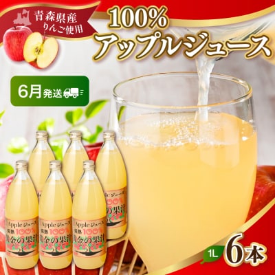 【2025年6月発送】青森県産完熟100%りんごジュース6本セット　各1L