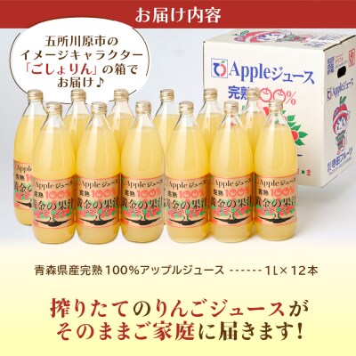 【2025年6月発送】青森県産完熟100%りんごジュース1L×12本(6本×2箱)