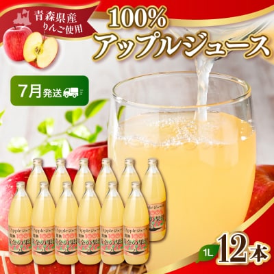 【2025年7月発送】青森県産完熟100%りんごジュース1L×12本(6本×2箱)